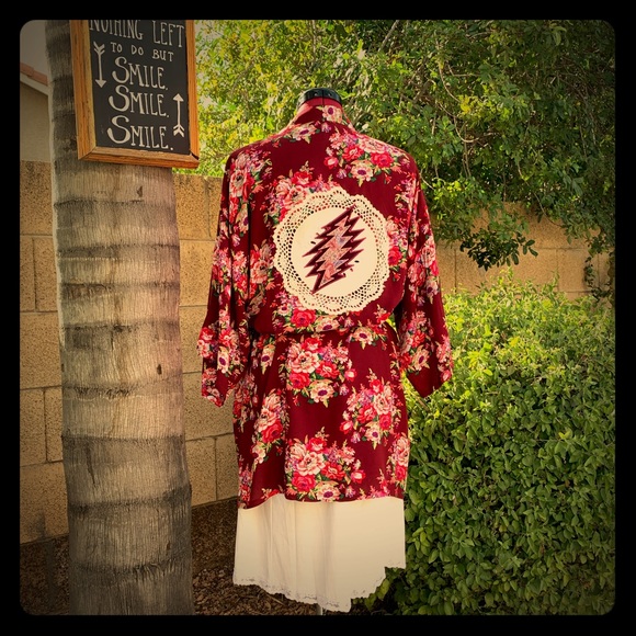 Grateful Dead Other - vintage robe and slip set SYF floral festival XS/S